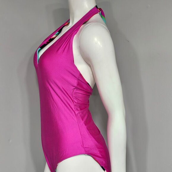 Trina Turk Reversible Plunge Halter One-Piece Swimsuit - Picture 6 of 16